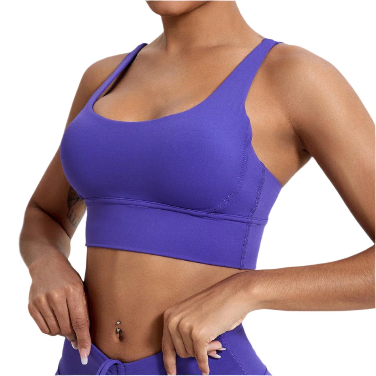 Women's Push-Up Cross-Back Sports Bra – Shockproof & Breathable Workout Crop Top - JVMCL