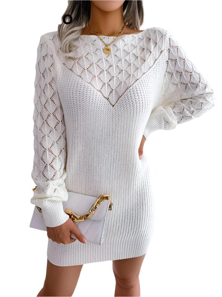 Warm Chic Long Sleeve Style Casual Mini Sweater Dress for Autumn/Winter - JVMCL