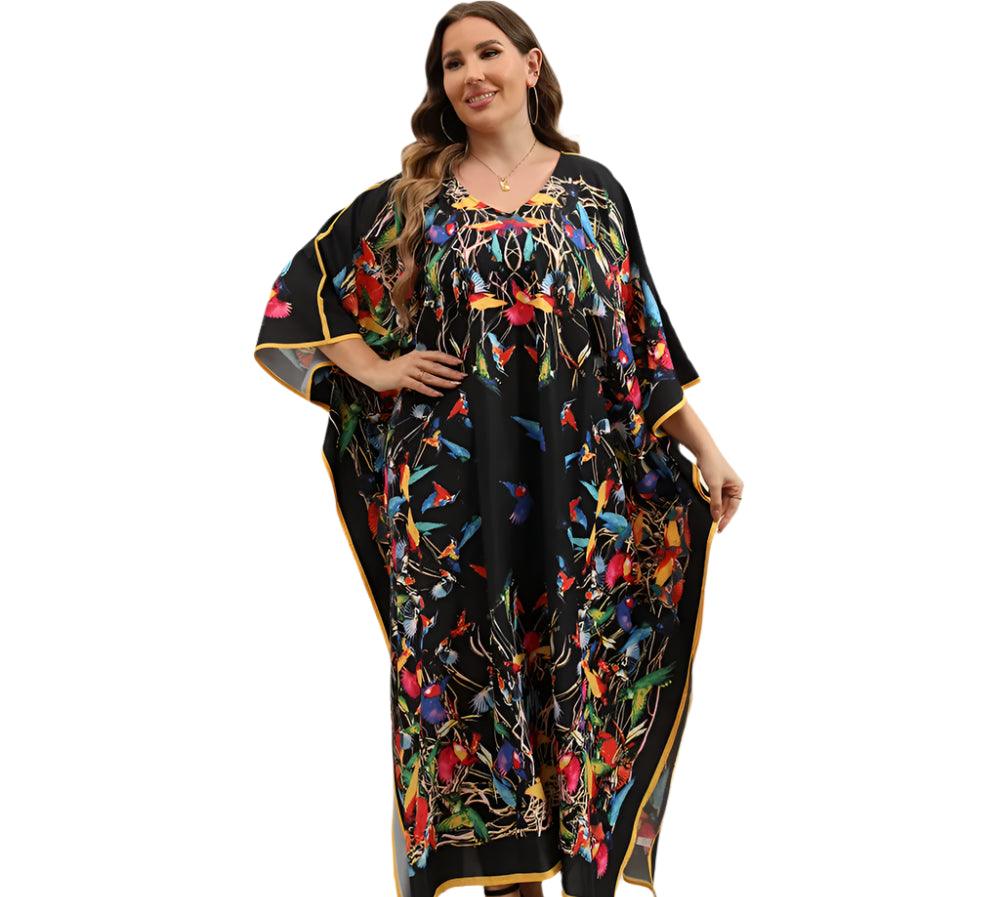 Plus Size Bohemian Nightdress - Silky Beach Robe & Homewear for Women - JVMCL