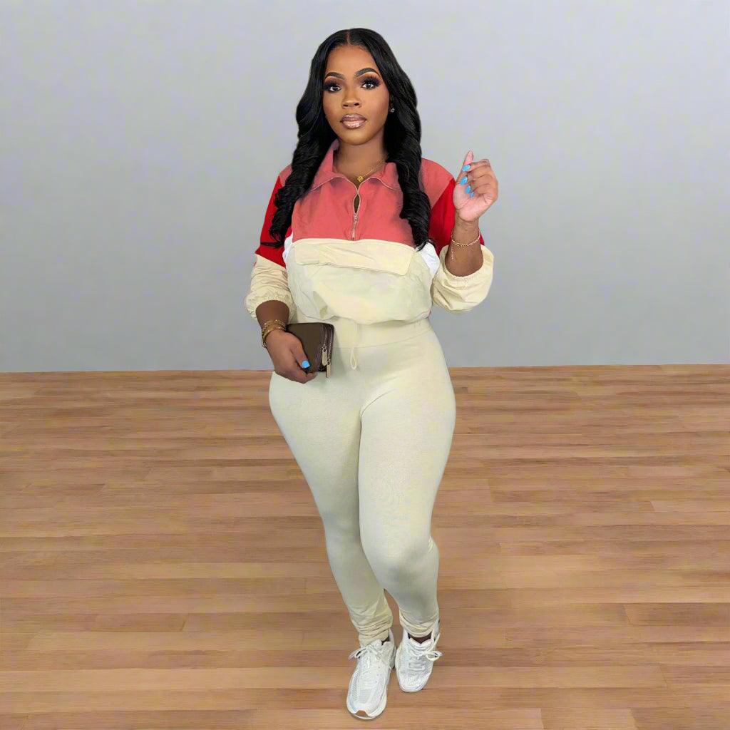 Women's Cropped Jacket and Pant Set – Sexy, Elegant Sportswear Tracksuit - JVMCL