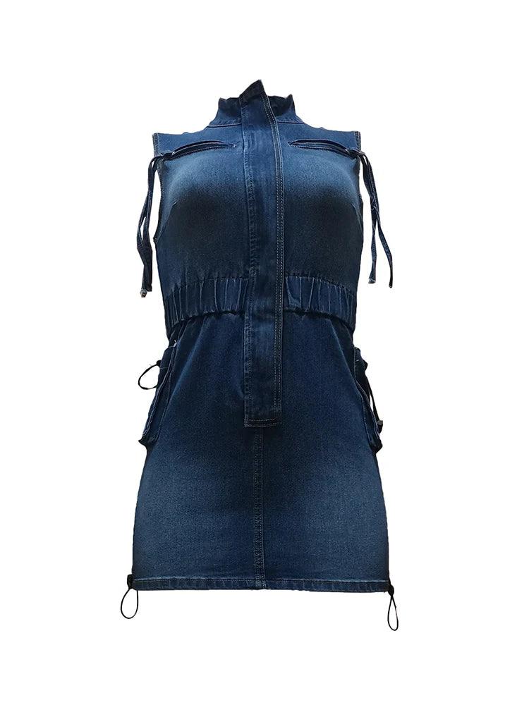 Elastic Waist Fashion Summer Ladies Denim Skirt Dress - Sexy, Chic, and Elegant - JVMCL