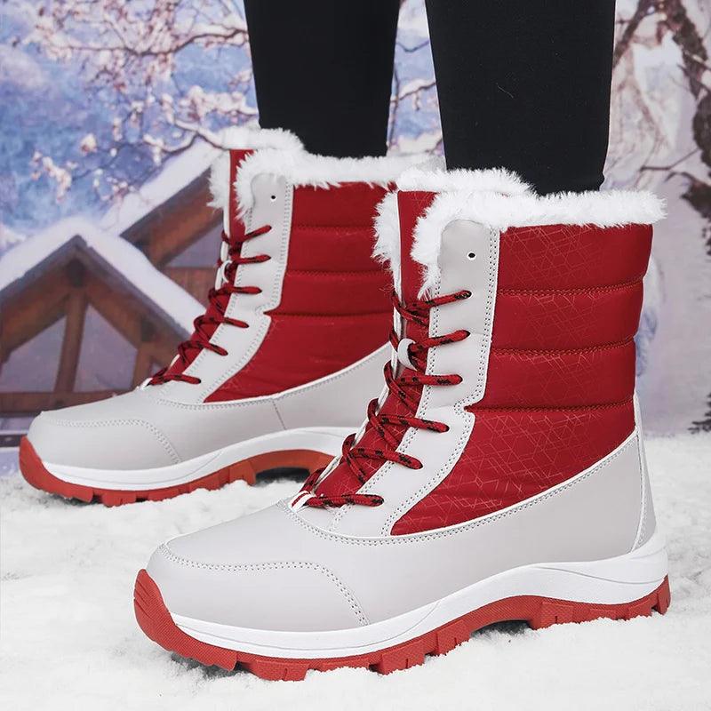 Outdoor Non-slip Women Warm Waterproof Boots Fashion Designer Plush Snow Boots - JVMCL