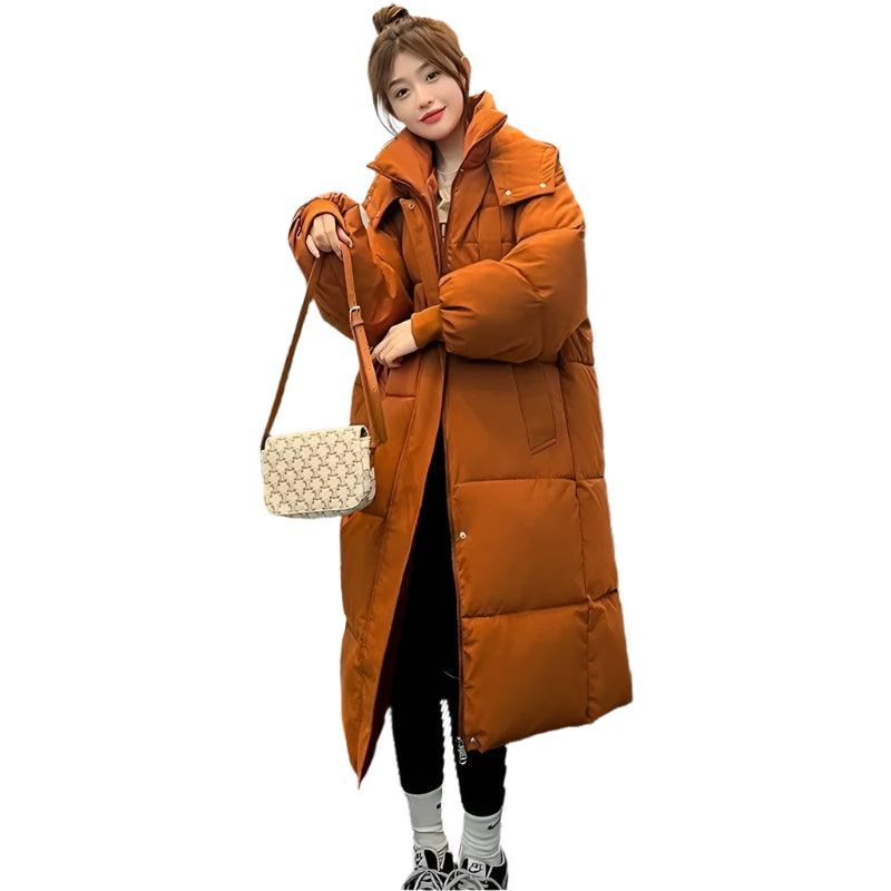 Long Sleeve Hooded Loose Plush Long Parka - Hooded Winter Zipper Coat - JVMCL