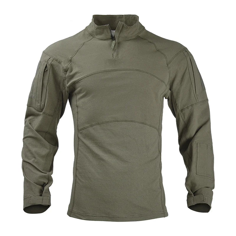 Men’s Cotton Tactical Combat Shirt – Long Sleeve Military Hiking & Climbing Gear