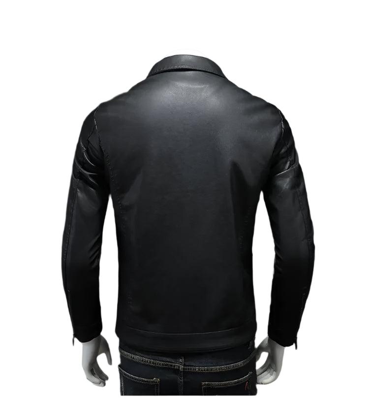 Comfort Ride : Durable Padded Velvet Lining Slim-Fit Leather Motorcycle Jacket - JVMCL