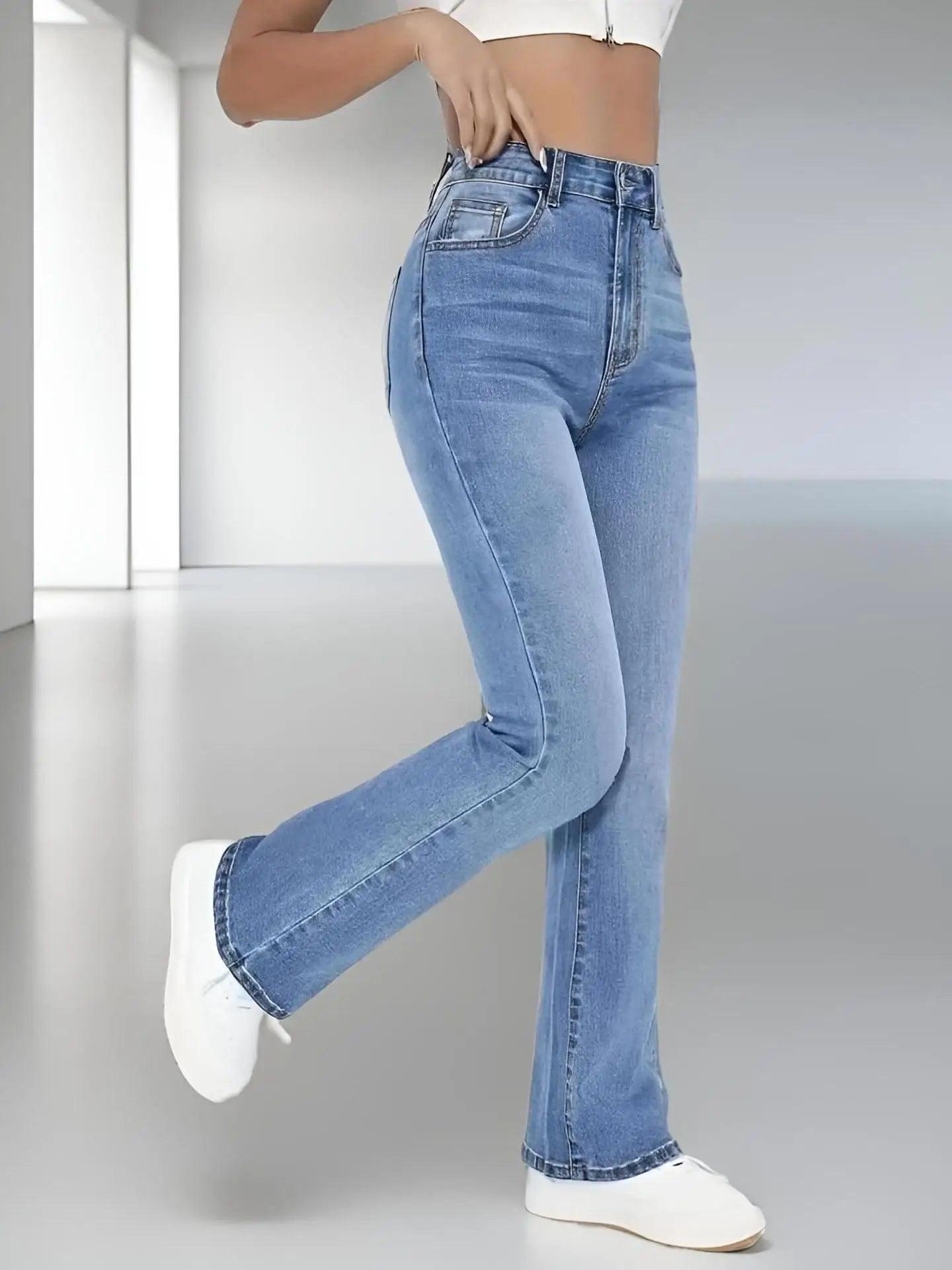 Trendy High-Waist Slimming Straight-Leg Jeans – European & American Casual Chic - JVMCL