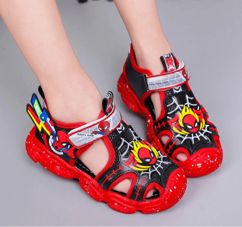 LED Sport Sandals Spiderman Sandals for Boys Casual Soft Sole Kids Shoes - JVMCL