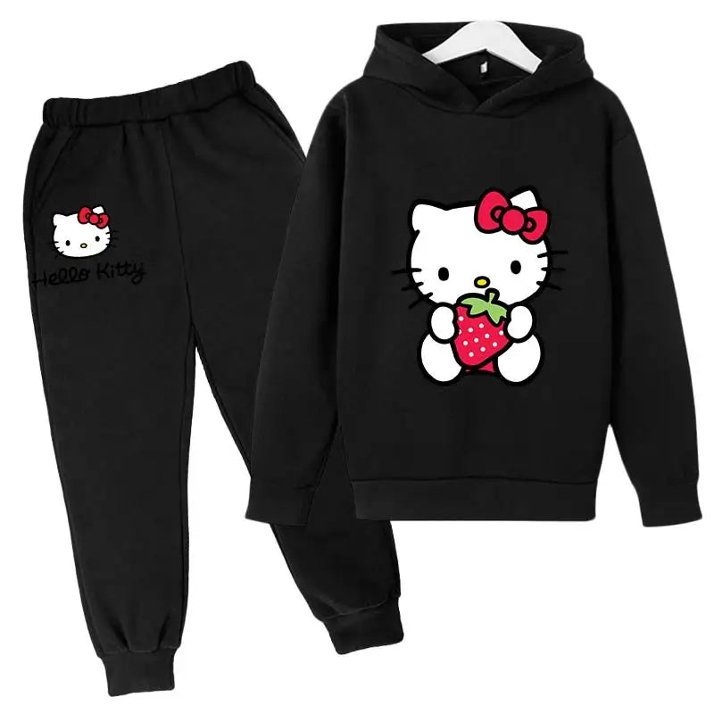 Adorable Cartoon Girls' Tracksuit Hoodie & Pants Set for Kids (4-14 Years) - JVMCL