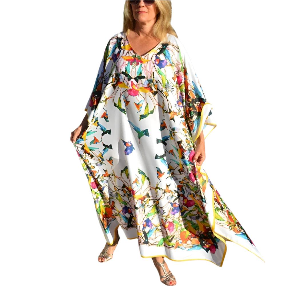 Plus Size Bohemian Nightdress - Silky Beach Robe & Homewear for Women - JVMCL