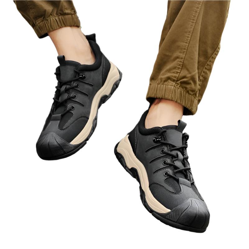 Genuine Leather Men's Hiking Sneakers–Handmade High-Quality Casual Walking Shoes - JVMCL