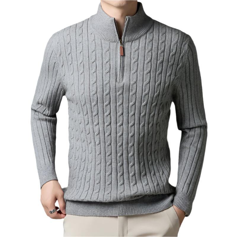 Men’s Wool Knit Jumper –Thick Korean-Style Mock Neck Sweater for Autumn & Winter - JVMCL