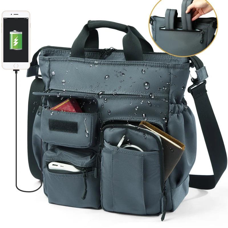 Business Briefcase Multifunction Fashion Shoulder Messenger Bag with USB Port - JVMCL