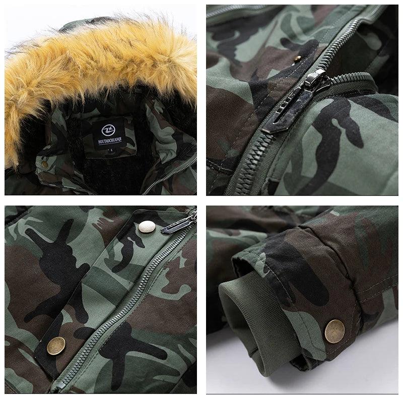 Men's Camouflage Winter Parka - Removable Hood Fleece Thickened Coat - JVMCL