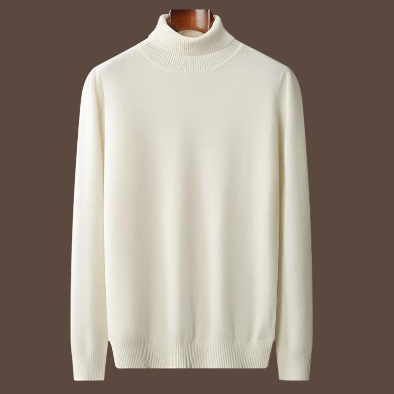 Men’s 100% Pure Merino Wool Turtleneck Pullover –Thickened Warm Cashmere Sweater - JVMCL