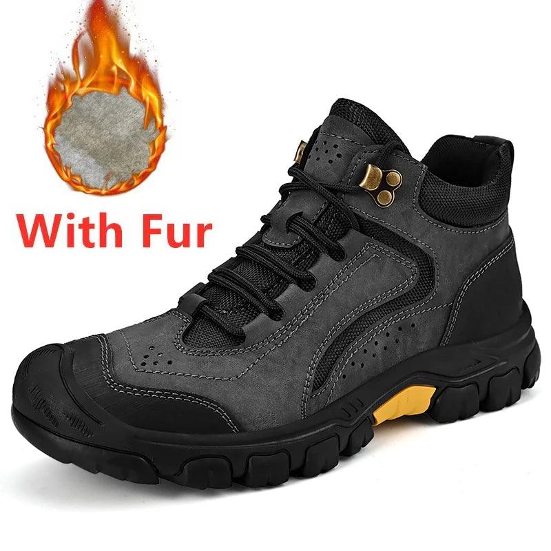 Warm Plush Fur Winter Men's Leather Boots – Casual Snow Boots - JVMCL