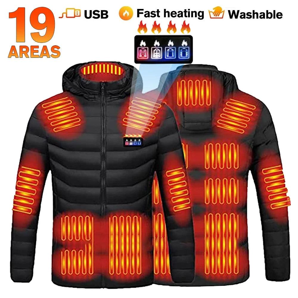 21-Area Heated Waterproof Winter Coat – USB-Powered Warm Vest for Men & Women - JVMCL