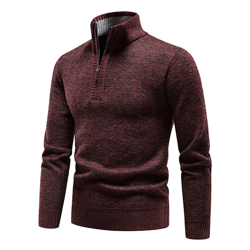 Thick Half-Zip Turtleneck Warm Knitted Pullover Sweater for Winter & Sportswear - JVMCL