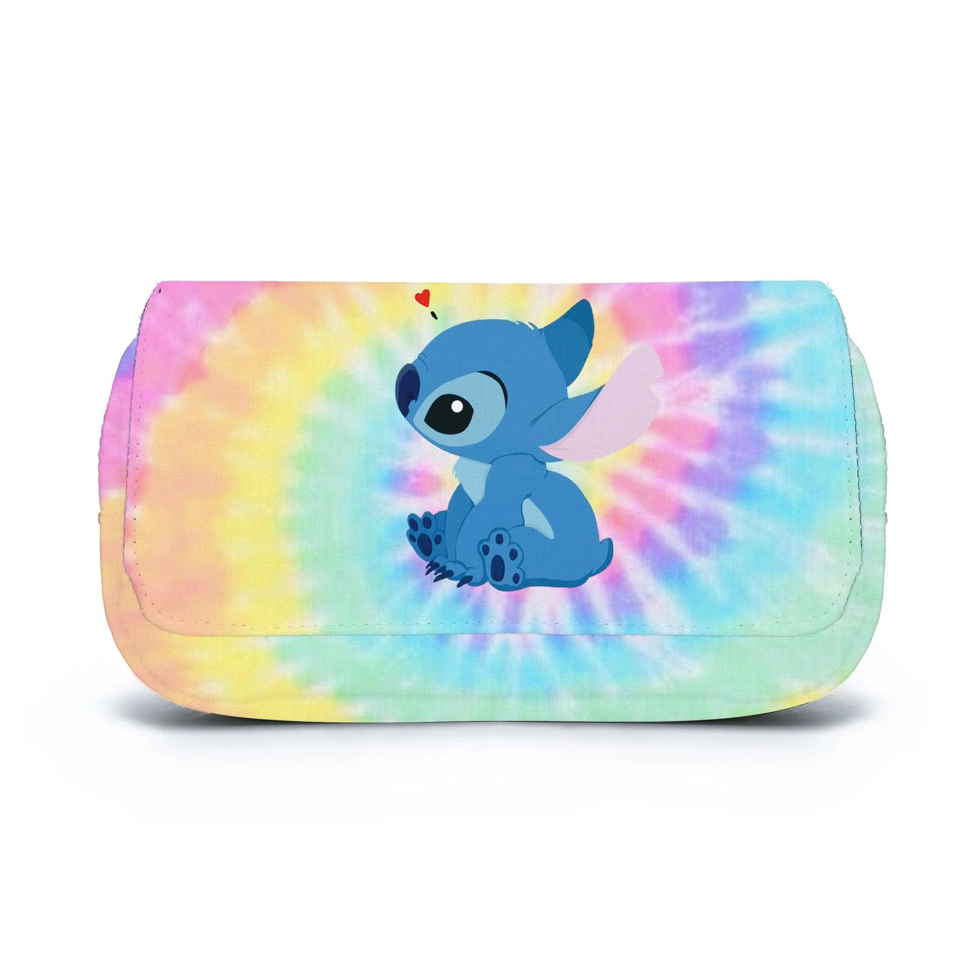 Stitch Fully Printed Flap Pen Bag - Large Capacity Cartoon Students Pencil Case - JVMCL