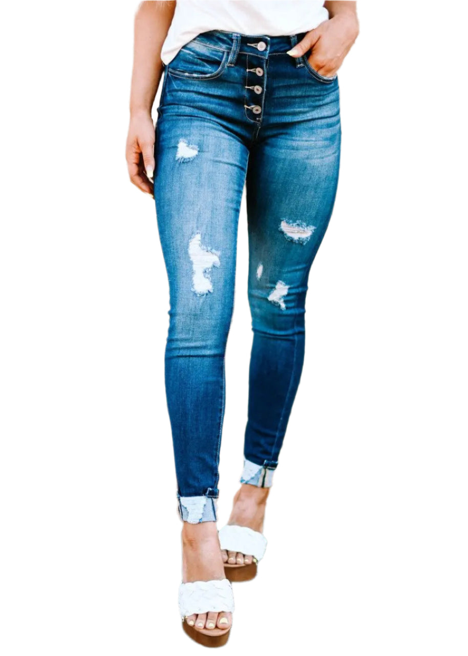 Women’s High Street Slim Fit Denim Jeans – Edgy & Stylish Pencil Pants