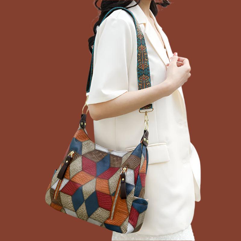 Multi-Pocket Women's Shoulder & Crossbody Bag - Luxury Patchwork PU Leather Handbag - JVMCL