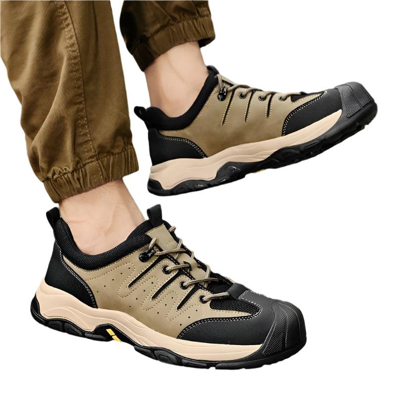 Genuine Leather Men's Hiking Sneakers–Handmade High-Quality Casual Walking Shoes - JVMCL