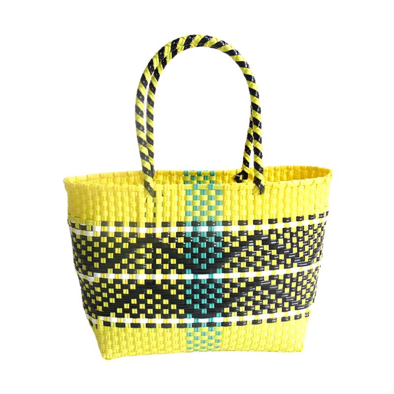 Handmade Plastic Woven Bohemian Tote – Summer Beach Shoulder Bag for Women - JVMCL