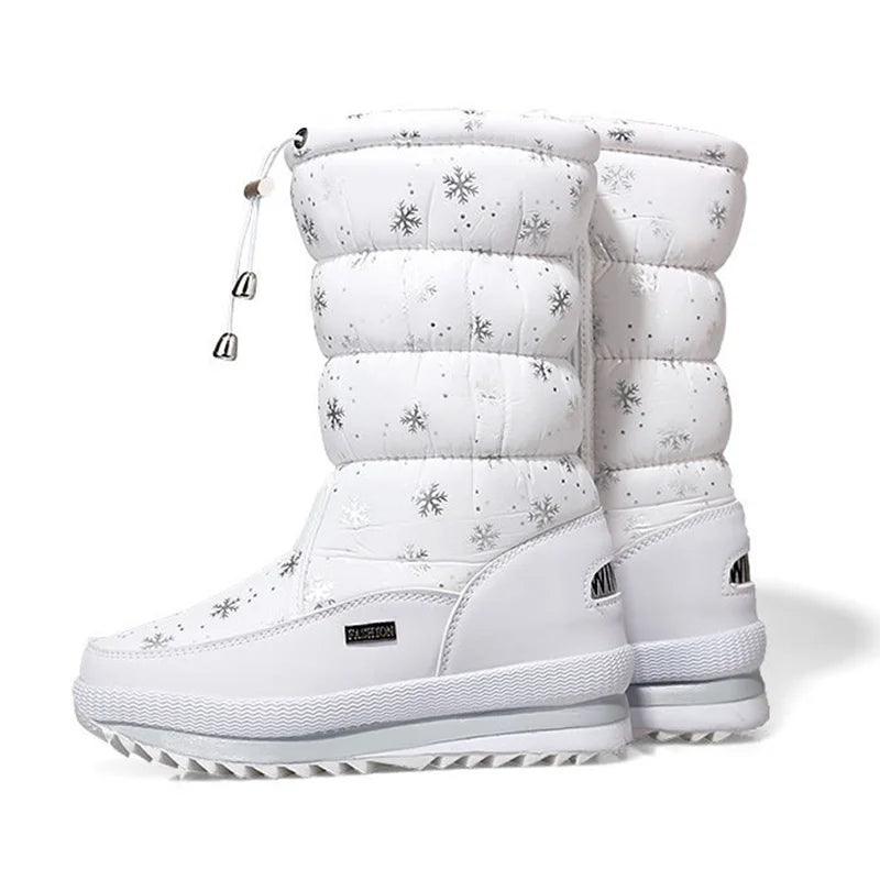 Platform Spring Winter Thick Waterproof Non-slip Fashion Fur Women Snow Boots - JVMCL