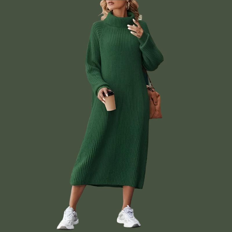 Warm Chic Loose Fit Mini Turtleneck Autumn/WinterLong Sleeve Sweater Dress - JVMCL