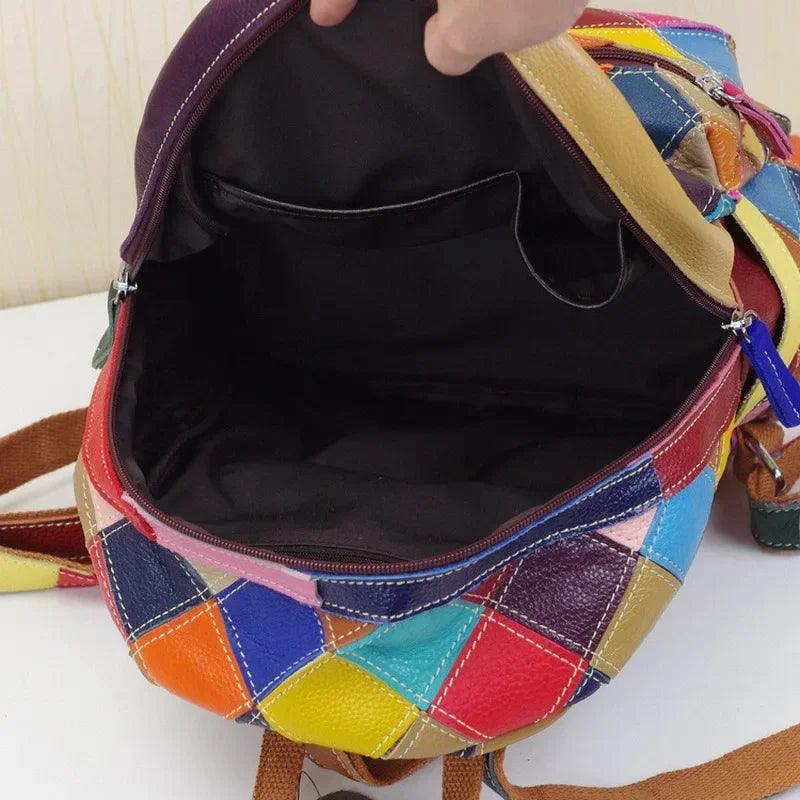 Multicolor Genuine Leather Backpack – Fashionable & Functional School Bag - JVMCL