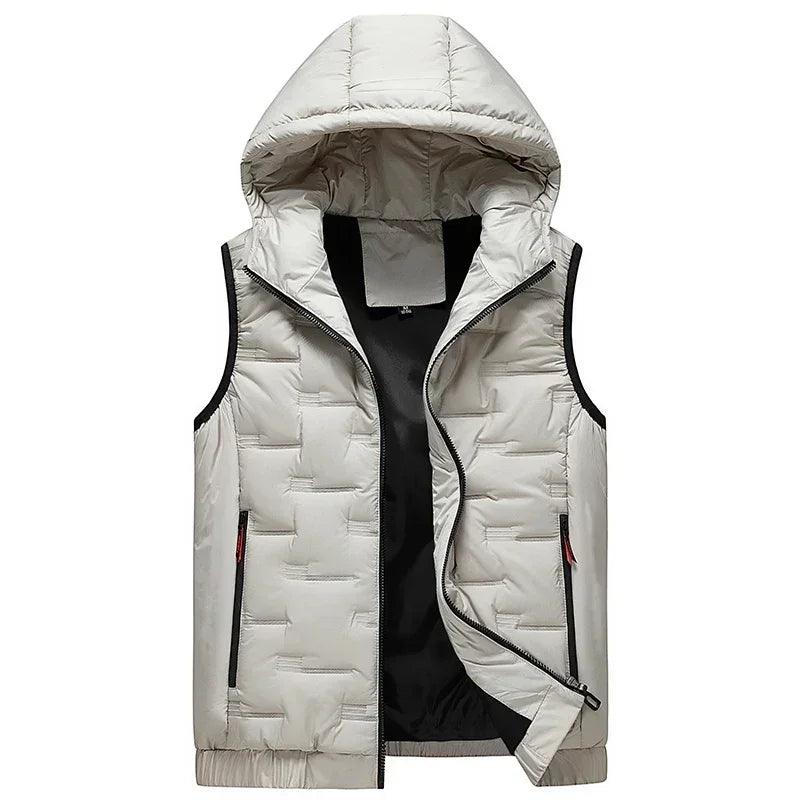 Pleated Solid Padded Vest Windproof Warm Sleeveless Jacket Casual Waistcoat - JVMCL