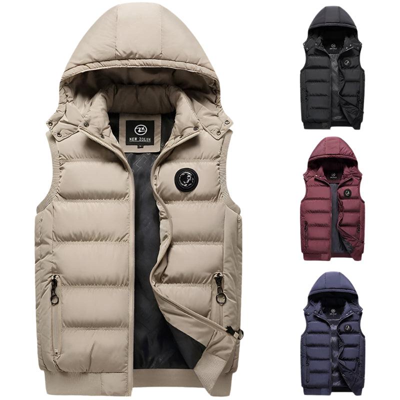 Fashion Comfortable Men's Winter Hooded Vest - Casual Outdoor Cotton-Padded Jacket - JVMCL