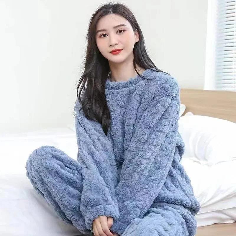 Women's Thick Fleece Pajama Set –Cozy & Sweet Loungewear - JVMCL