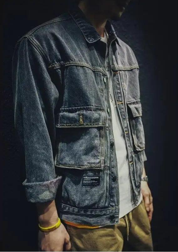 Men's High-Quality Loose Fit Denim Jacket –Trendy Retro Style with Pocket Decor - JVMCL