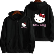 Hello Pink Zipper Hoodie – Oversized Anime Sweatshirt for Men & Women - JVMCL