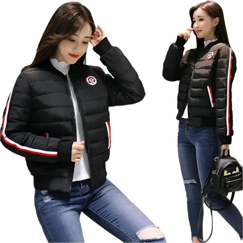 Quilted Cotton Women's Bomber Jacket: Padded Short High-Quality Winter Essential Parka Coat - JVMCL