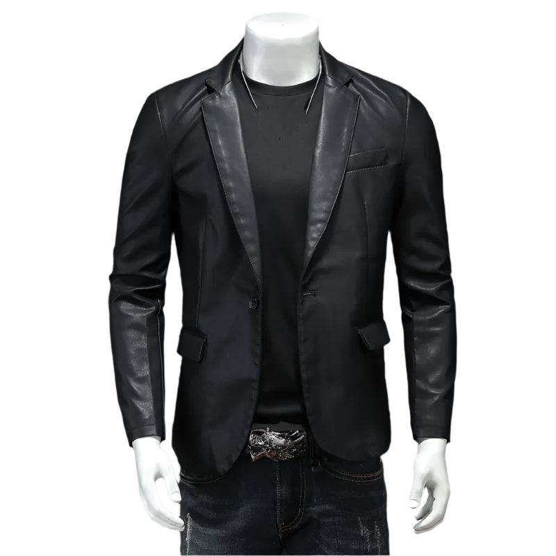 Men's Slim Fit Leather Jackets Motorcycle Coats -Leather Suede Outerwear (5XL) - JVMCL