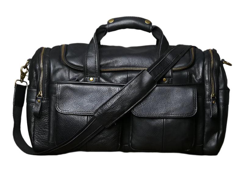 Retro Men's Genuine Leather Travel Duffel Bag – Large Capacity Hand Luggage & Messenger Bag - JVMCL