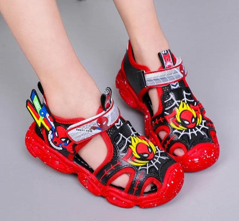 Disney LED Sport Sandals - Spiderman Summer Beach Shoes for Boys - JVMCL