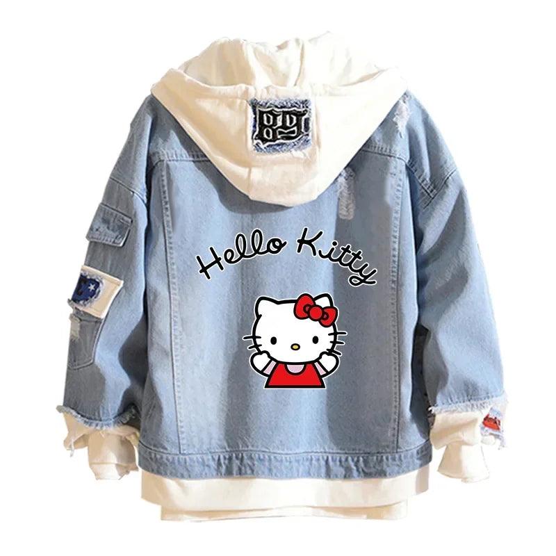 A Hello Kitty High-Quality Anime collectible Denim Bomber Jacket - JVMCL