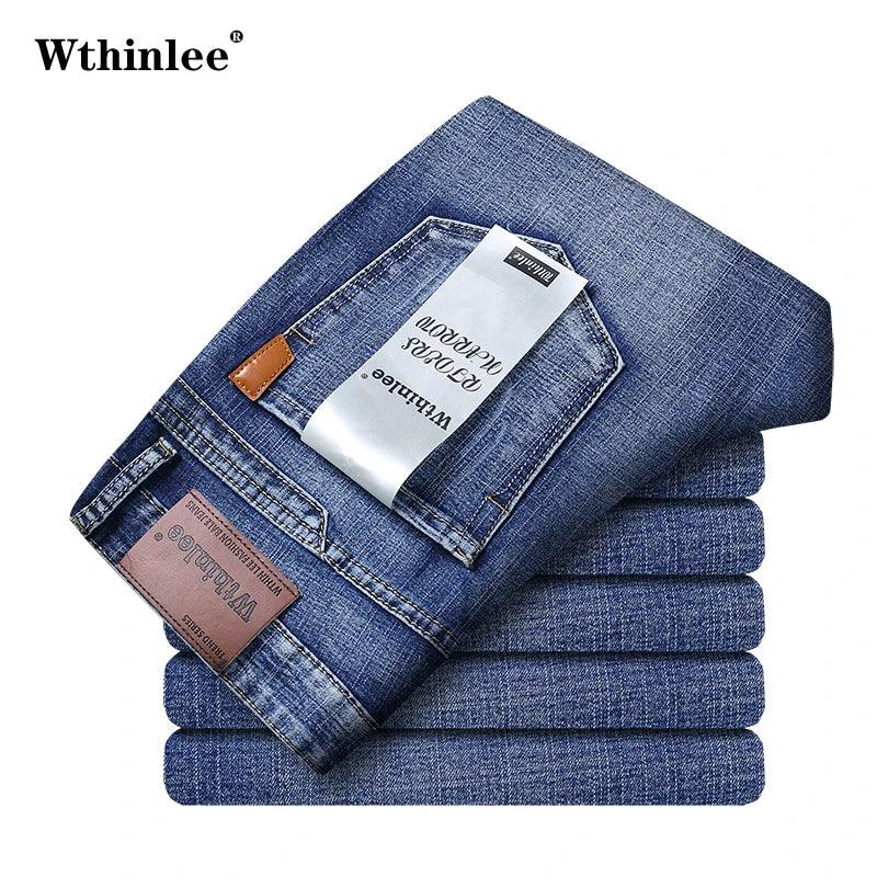 Wthinlee Men's Casual Elastic Jeans: Classic Versatile Everyday Wear Denim Pants - JVMCL