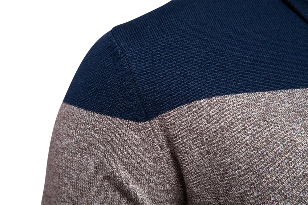 Men’s Business Casual Knitted Pullover – High-Quality Cotton Lapel Sweater