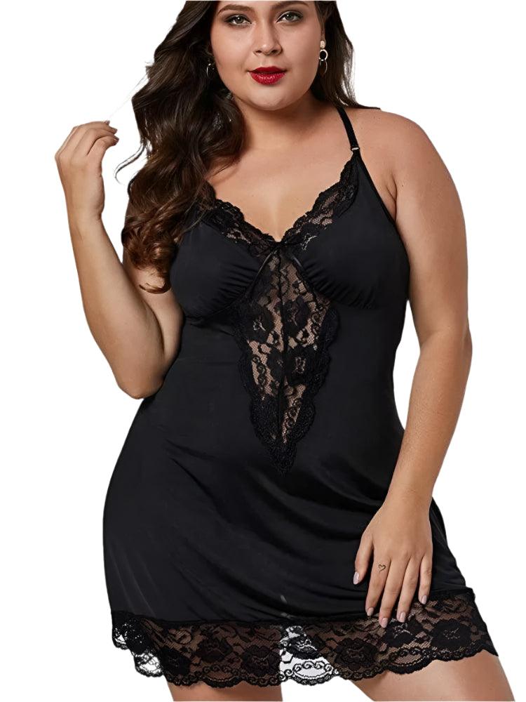 8XL Plus Size Satin Lace Nightgown – Spaghetti Strap Summer Sleepwear for Women - JVMCL