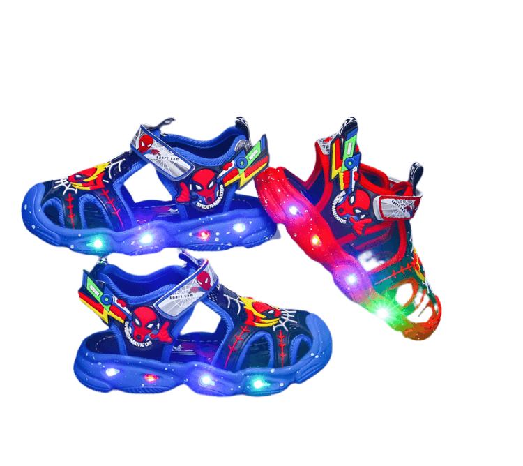 LED Sport Sandals Spiderman Sandals for Boys Casual Soft Sole Kids Shoes - JVMCL