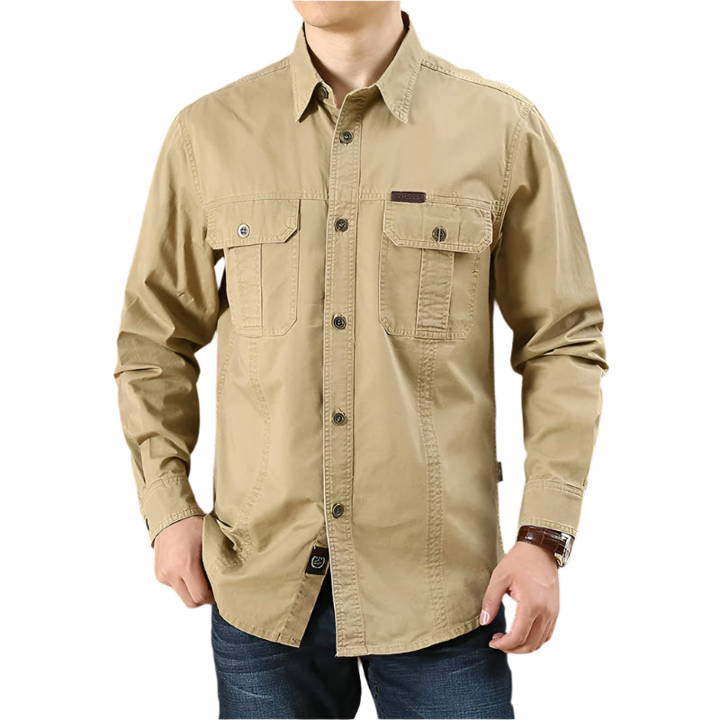 Men’s Oversized Army Tactical Shirt – Long Sleeve Outdoor Hunting Shirt