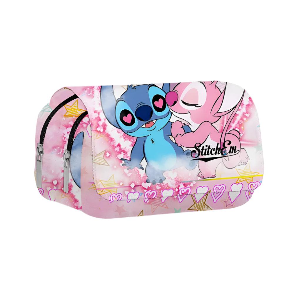 Stitch Fully Printed Flap Pen Bag - Large Capacity Cartoon Students Pencil Case - JVMCL