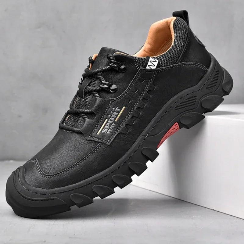 Men's Genuine Leather Hiking Shoes – Wear-Resistant Outdoor Adventures Sneakers - JVMCL