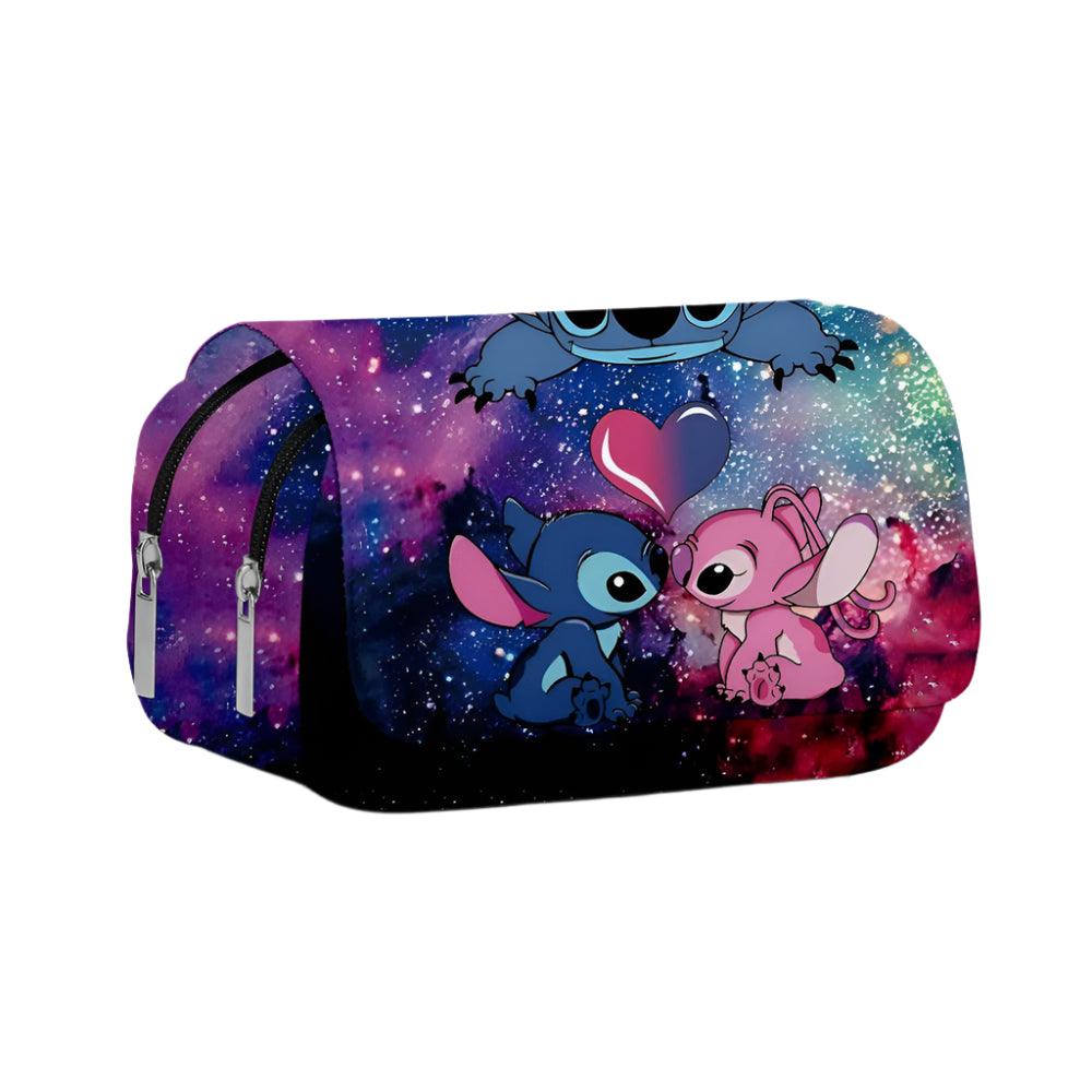 Stitch Fully Printed Flap Pen Bag - Large Capacity Cartoon Students Pencil Case - JVMCL