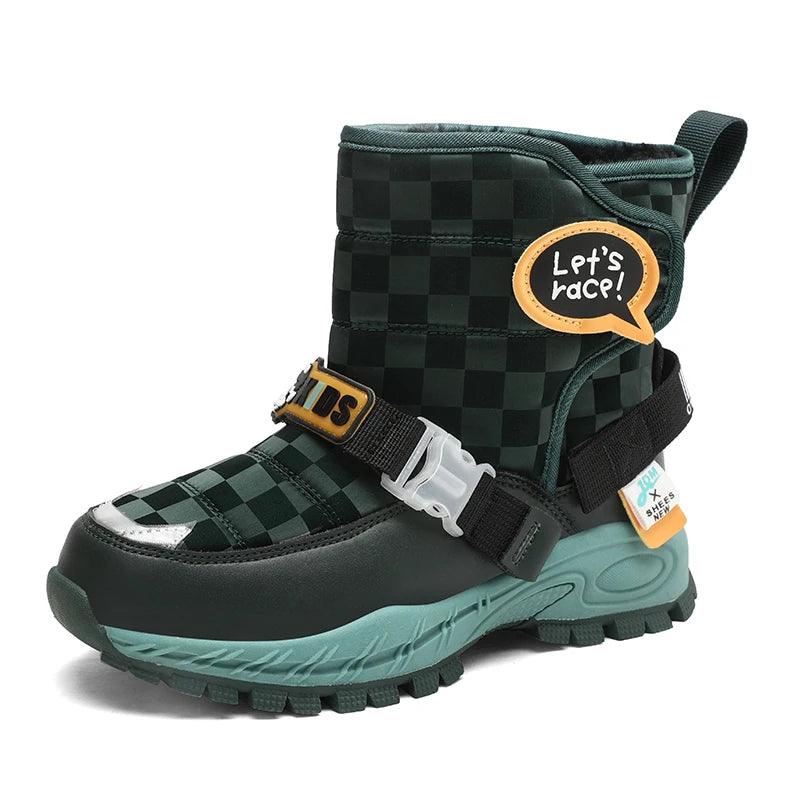 Children Warm Plush Rubber Fashion Sneakers Outdoor Girls Boys Kids Boots - JVMCL