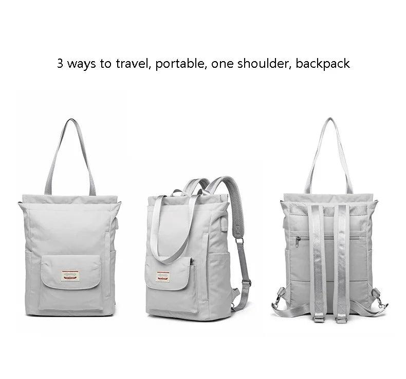 Waterproof Stylish Laptop Backpack for Women - Korean Fashion Oxford Canvas with USB Port - JVMCL