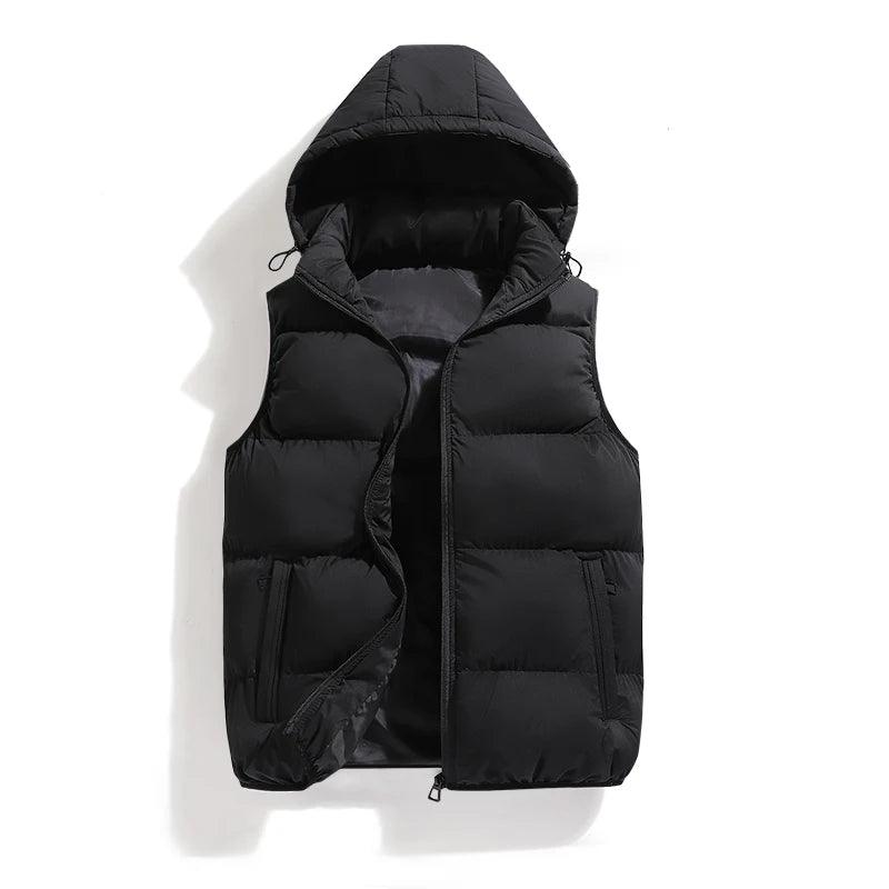 Warm and Stylish Men's Autumn and Winter Thick Hooded Vest with Detachable Hat - JVMCL